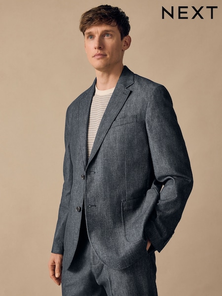 Blue Relaxed Fit Denim Suit Jacket (E94527) | €90
