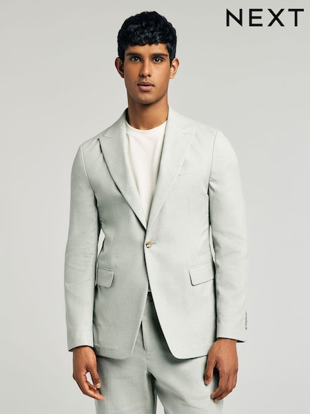 Green Linen Blend Texture Suit Jacket (E94540) | 440 QAR