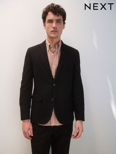 Black Slim Fit TENCEL™ Suit Jacket (E94548) | 440 QAR