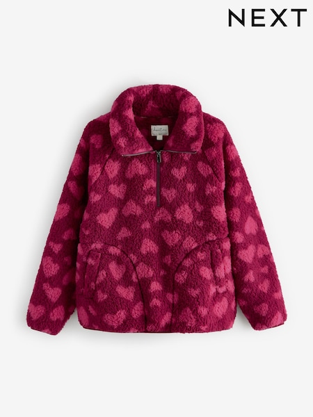Pink Heart Borg Half Zip Jacket (E94569) | €19