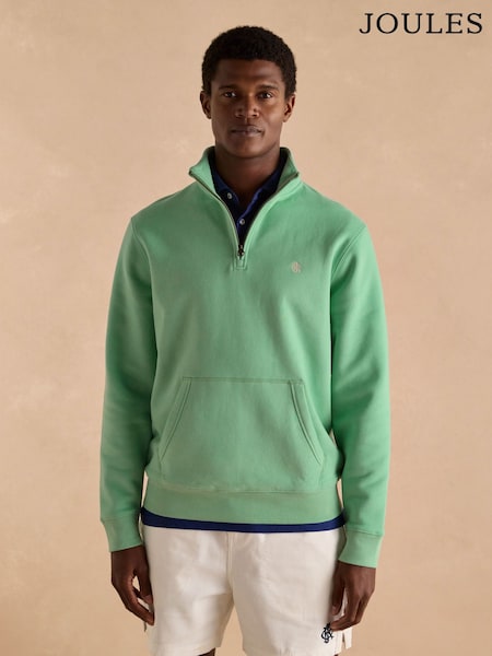 Joules Jenkins Mint Green Brushed Cotton Quarter Zip Sweatshirt (E94826) | R$ 590