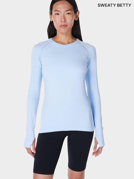 Albastru - Bluză sport fără cusături Sweaty Betty Workout Mânecă lungă (E94903) | 229 LEI