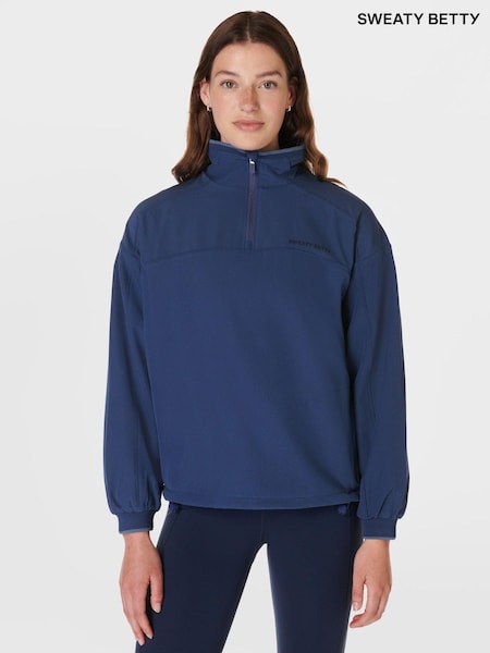 Sweaty Betty Blue Warm Up Performance Lined Half Zip Fleece (E94909) | €82