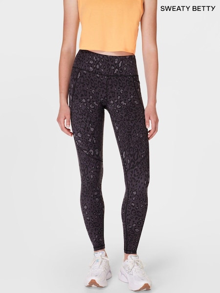 Sweaty Betty Black Chrome Full Length Power Workout Leggings (E94936) | ₪443