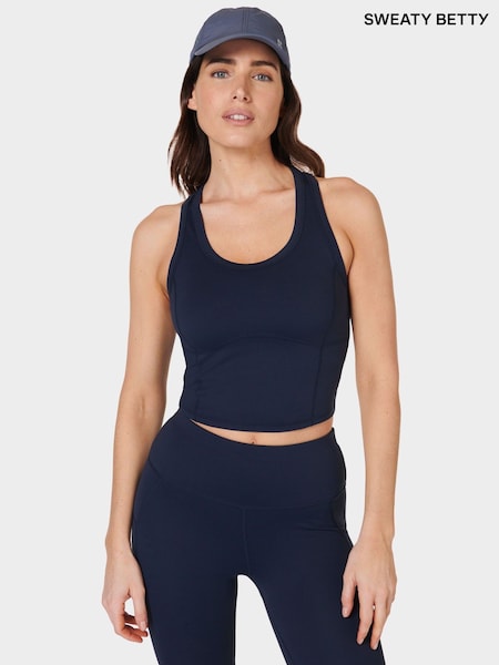 Bleumarin albastru - Sweaty Betty All Day Decupat/Trei sferturi Tank (E94952) | 223 LEI