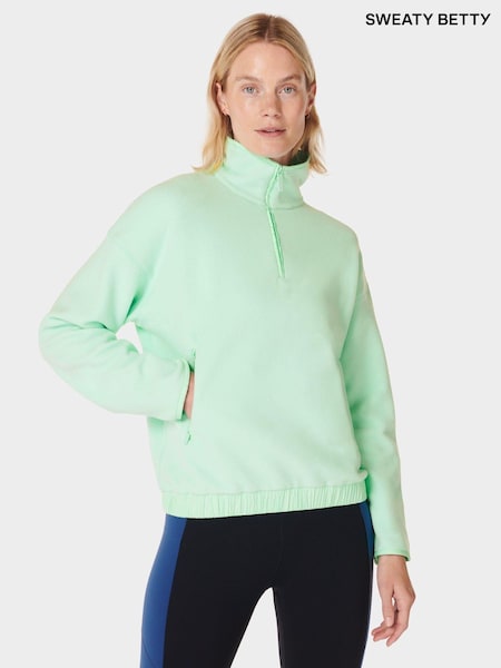 Verde - Sweaty Betty Mallow Half Zip Pullover Hoodie (E95030) | 354 LEI