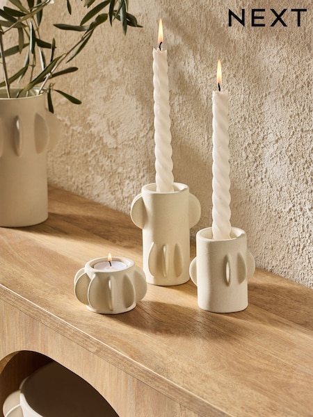 Natural Ceramic Scandi Disk Tea Light Holders (E95169) | €25