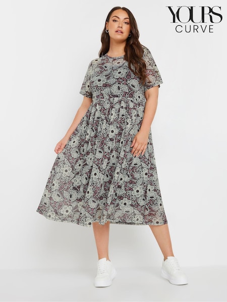 Yours Curve Black Mesh Throw On Dress (E95254) | €47