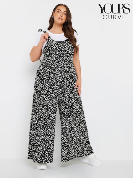 Yours Curve Black Textured Jersey Jumpsuit (E95278) | €43