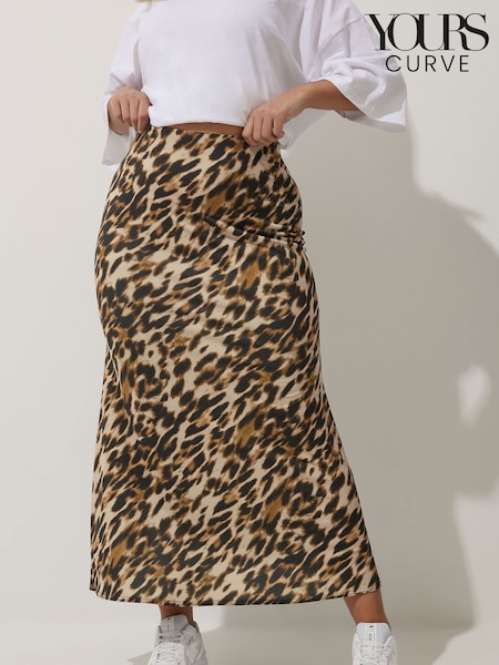 Yours Curve Limited Collection Leopard Print Maxi Skirt (E95289) | ‏146‏₪