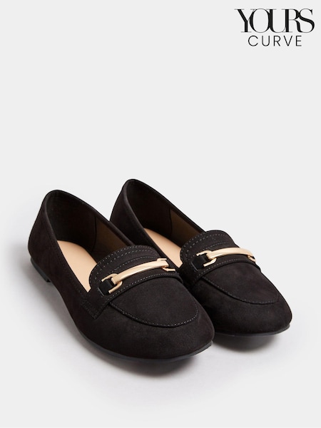 Yours Curve Black Wide Fit Snaffle Pumps (E95290) | €42