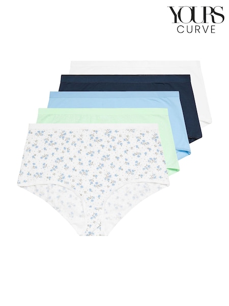 Yours Curve Blue Full Briefs 5 Pack (E95301) | €29