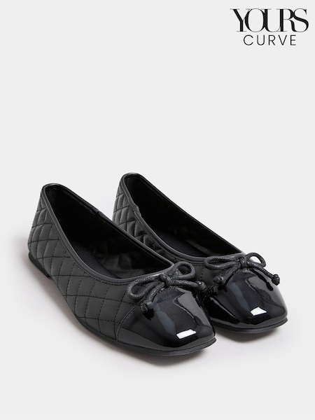 Yours Curve Extra Wide Fit Quilted Toe Cap Ballet Pumps (E95328) | €38
