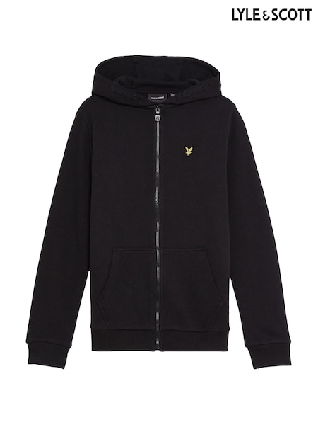Lyle & Scott Black Black Boys Zip Up Hoodie (E95344) | €93