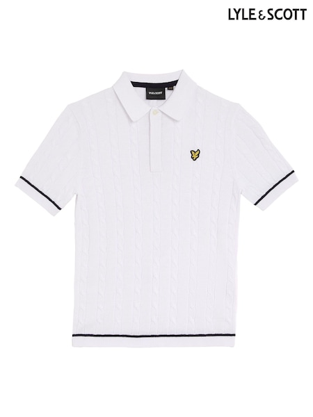 Lyle & Scott White Boys Cable Knit Polo Shirt (E95354) | 3,004 UAH