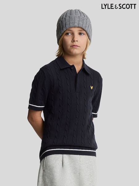 Lyle & Scott Navy Boys Cable Knit Polo Shirt (E95355) | 3,004 UAH