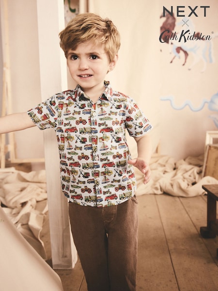 Blue Transport Cath Kidston 100% Cotton Short Sleeve Shirt (3mths-7yrs) (E95434) | €18 - €21