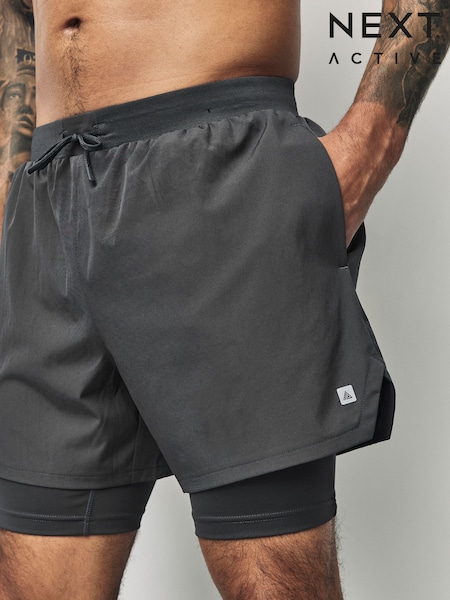 Slate Grey Active 2-In-1 Shorts (E95441) | AED131