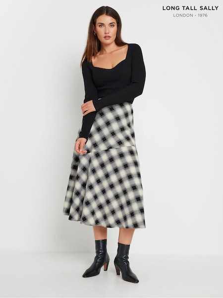 Long Tall Sally Black Checked Tiered Maxi Skirt (E95468) | €35