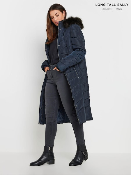 Long Tall Sally Blue Longline Chevron Padded Coat (E95472) | 5,407 UAH