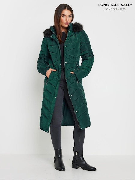 Long Tall Sally Green Longline Chevron Padded Coat (E95473) | 5,407 UAH