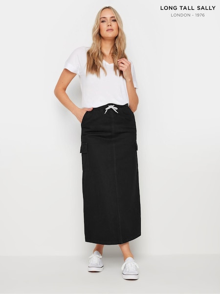 Long Tall Sally Black 100% Cotton Denim Maxi Skirt (E95481) | $68