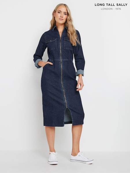 Long Tall Sally Sally Blue Zip Up Dress (E95483) | ‏251‏₪