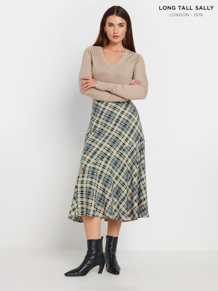 Long Tall Sally Blue Checked Tiered Maxi Skirt (E95486) | €35