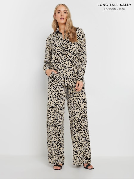 Long Tall Sally Natural Animal Print Wide Leg Trousers (E95507) | 2,343 UAH