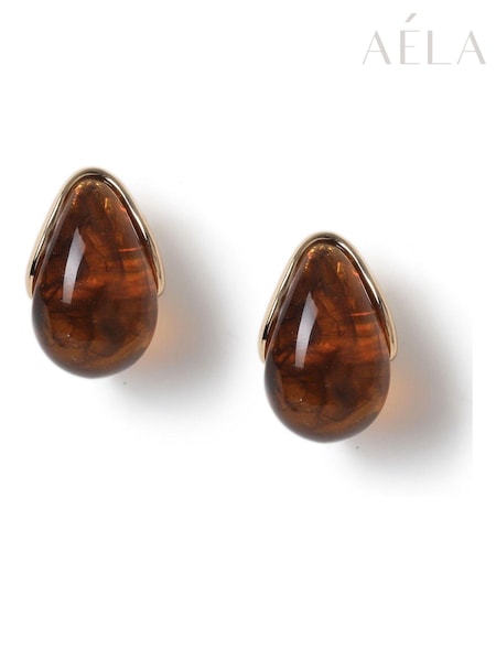 Schildpatt, Braun - Aela Pearl Teardrop Earrings (E95631) | 9 €