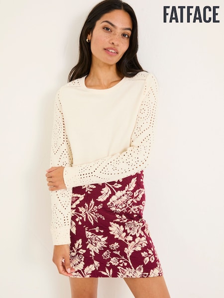 FatFace Ivory Broderie Crew 100% Cotton Sweatshirt (E95675) | R$ 445