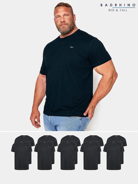 BadRhino Big & Tall Black 100% Cotton Basic Core T-Shirts 10 Pack (E95824) | €102