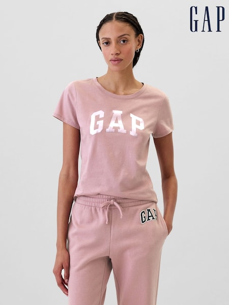 Gap Pink Logo Short Sleeve Crew Neck T-Shirt (E95834) | €9