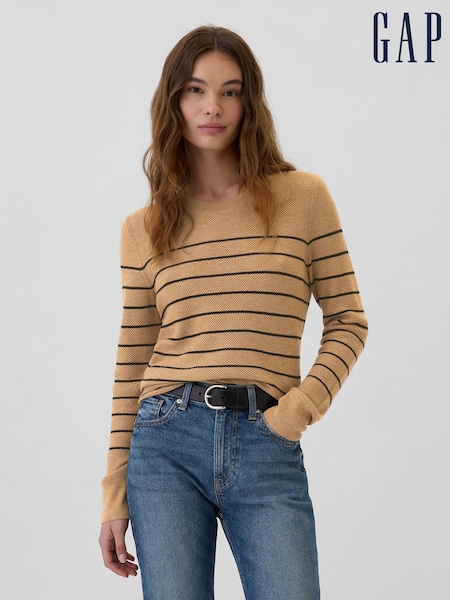 Gap Beige Ribbed Crew Neck Bella Jumper (E95862) | €20.50