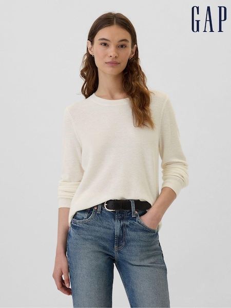 Valkoinen - Gap Textured Pyöreä kaula-aukko Bella Neulepusero (E95871) | €47