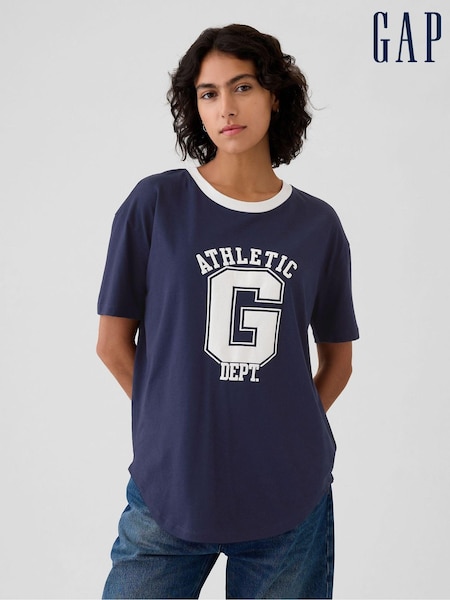 Gap Blue Cotton Logo Short Sleeve Sport T-Shirt (E95888) | €11.50