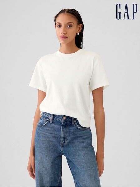 Белый - Gap Crew Neck Short Sleeve Oversized T-Shirt (E95891) | €40