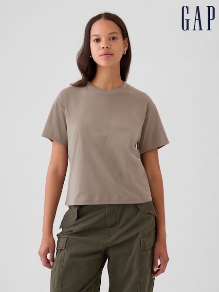 Gap Brown Crew Neck Short Sleeve Oversized T-Shirt (E95893) | €21