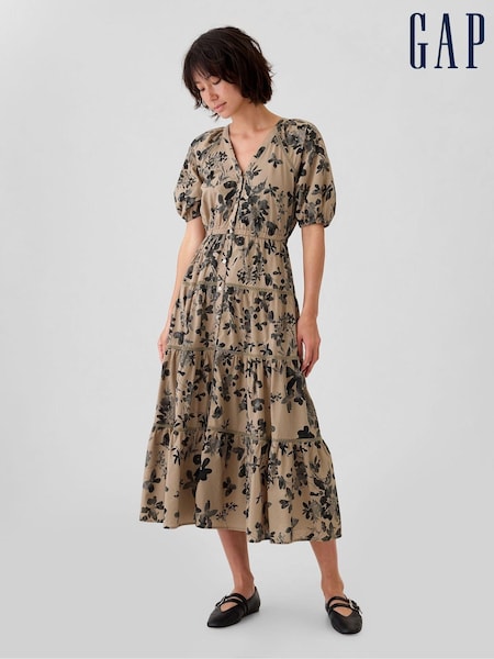 Gap Brown Tiered Midi Dress (E95914) | €52