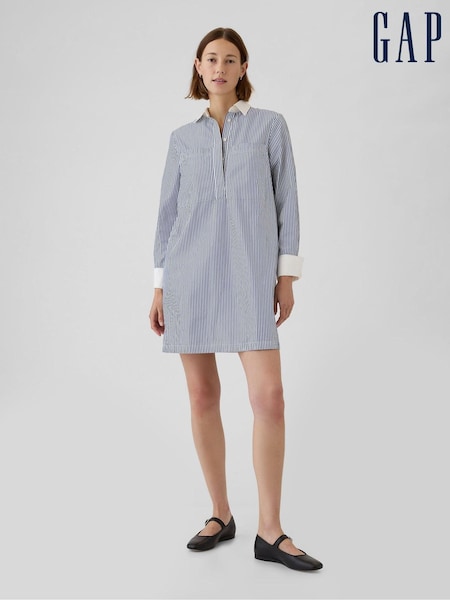 Gap Blue Cotton Mini Shirt Dress (E95917) | €31