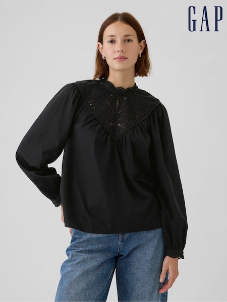 Gap Black Crochet Long Sleeve Top (E95920) | €31