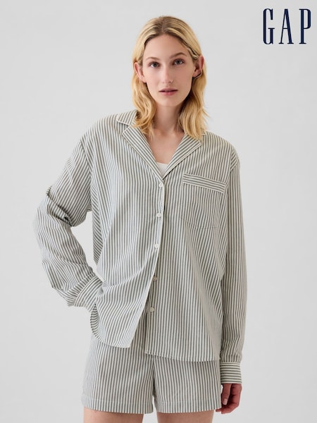 Gap Green Stripe 100% Cotton Poplin Pyjama Top (E95929) | €17