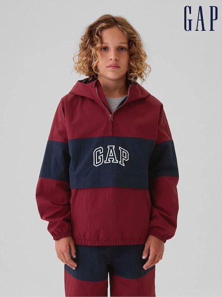 Gap Burgundy Red Logo Hooded Windbreaker Jacket (4-13yrs) (E95957) | €53