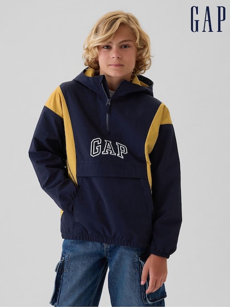 Gap Blue Logo Hooded Windbreaker Jacket (4-13yrs) (E95958) | €53