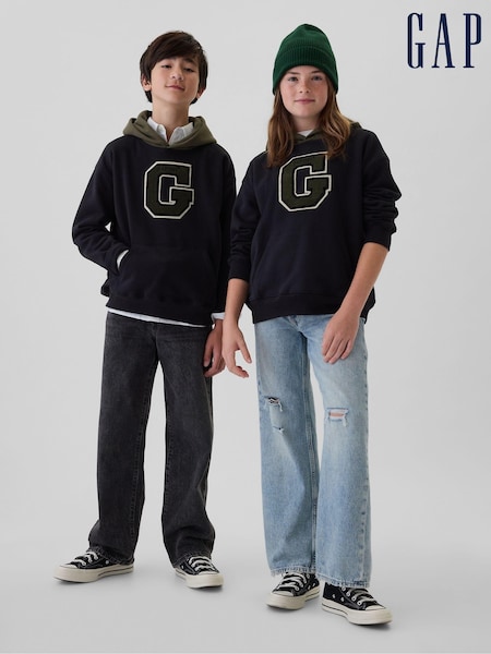 Gap Black Logo Varsity Hoodie (4-13yrs) (E95962) | €19.50
