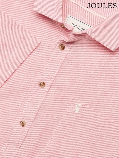 Joules Linen Blend Red Stripe Short Sleeve Shirt (E96062) | AED262
