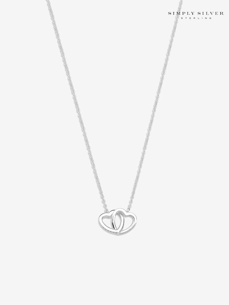 Simply Silver Silver Tone Sterling 925 Interlink Heart Necklace (E96083) | €43