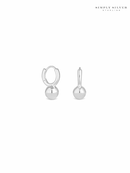 Simply Silver Silver Tone Sterling 925 Polished Orb Huggie Hoop Earrings (E96110) | €51