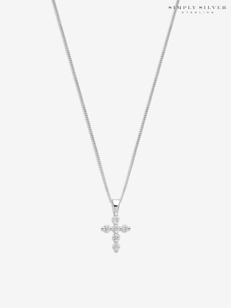 Simply Silver Silver Tone Sterling 925 Cubic Zirconia Mini Cross Pendant (E96115) | €25