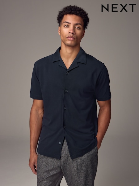 Navy Blue Short Sleeve Pique Shirt (E96148) | €23
